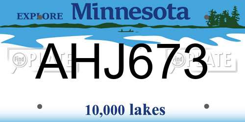 AHJ673 Minnesota License Plate