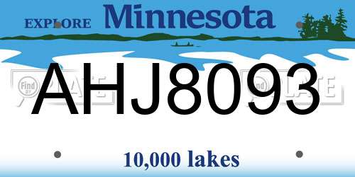 AHJ8093 Minnesota License Plate