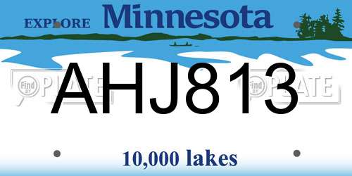 AHJ813 Minnesota License Plate