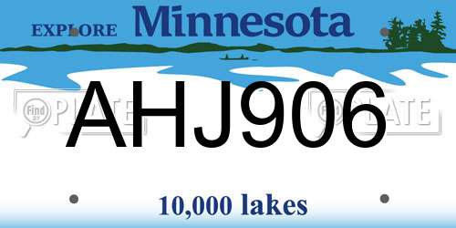 AHJ906 Minnesota License Plate