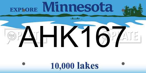 AHK167 Minnesota License Plate