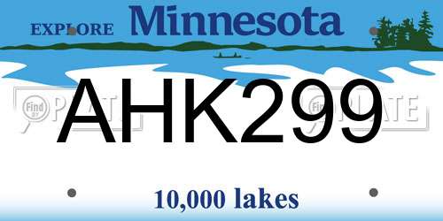 AHK299 Minnesota License Plate
