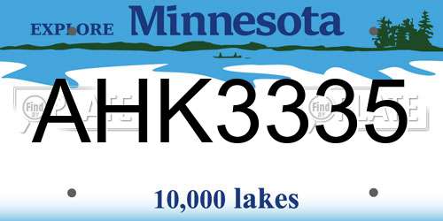 AHK3335 Minnesota License Plate