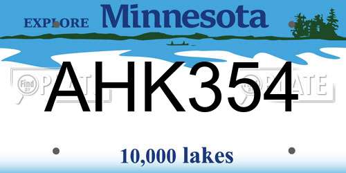 AHK354 Minnesota License Plate
