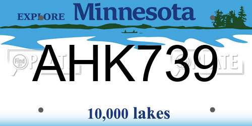 AHK739 Minnesota License Plate