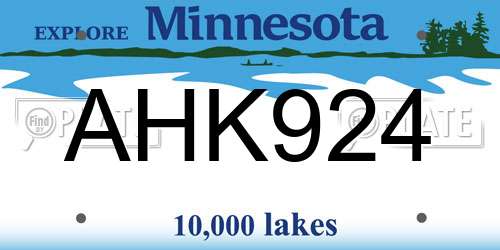 AHK924 Minnesota License Plate