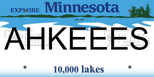 AHKEEES Minnesota License Plate