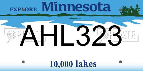 AHL323 Minnesota License Plate