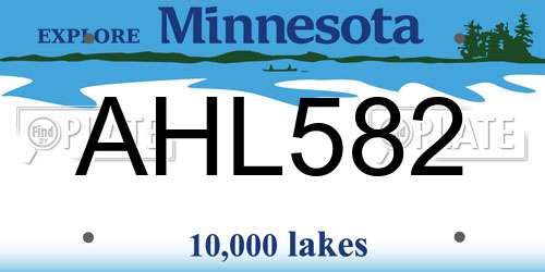 AHL582 Minnesota License Plate