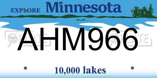 AHM966 Minnesota License Plate