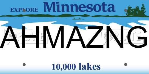 AHMAZNG Minnesota License Plate