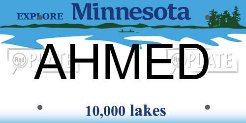 AHMED Minnesota License Plate