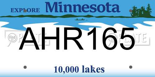 AHR165 Minnesota License Plate
