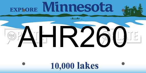 AHR260 Minnesota License Plate