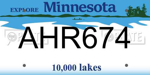 AHR674 Minnesota License Plate