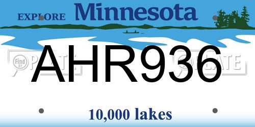 AHR936 Minnesota License Plate