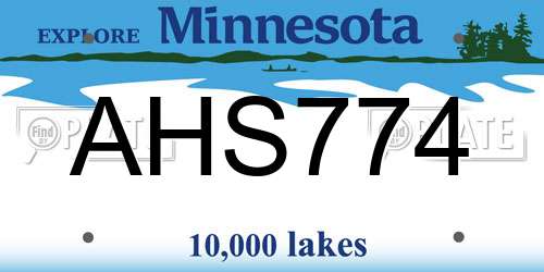 AHS774 Minnesota License Plate