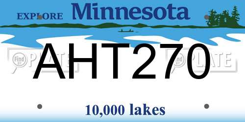 AHT270 Minnesota License Plate
