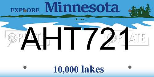 AHT721 Minnesota License Plate