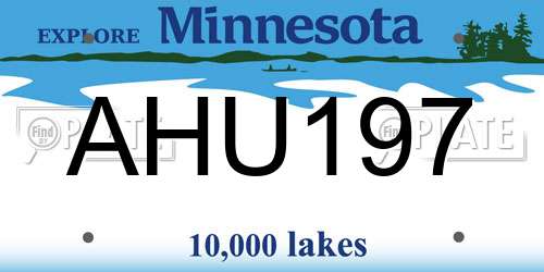 AHU197 Minnesota License Plate
