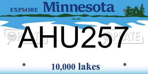 AHU257 Minnesota License Plate
