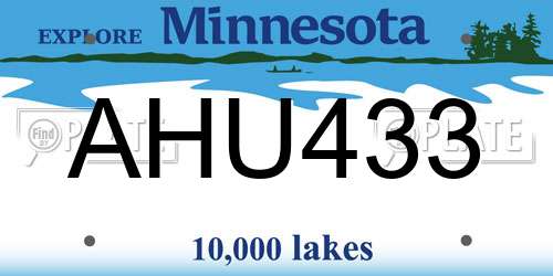 AHU433 Minnesota License Plate