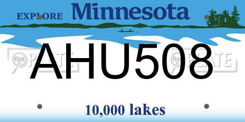 AHU508 Minnesota License Plate