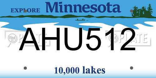 AHU512 Minnesota License Plate