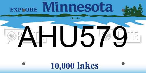 AHU579 Minnesota License Plate
