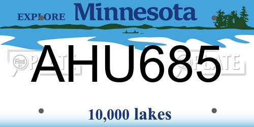 AHU685 Minnesota License Plate