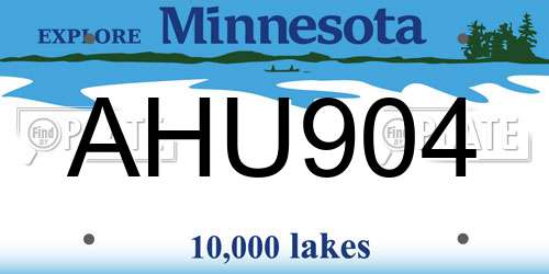AHU904 Minnesota License Plate