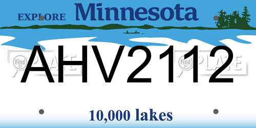 AHV2112 Minnesota License Plate