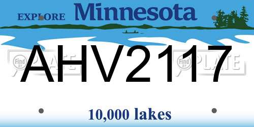 AHV2117 Minnesota License Plate