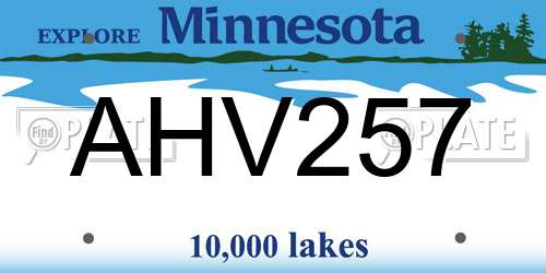 AHV257 Minnesota License Plate