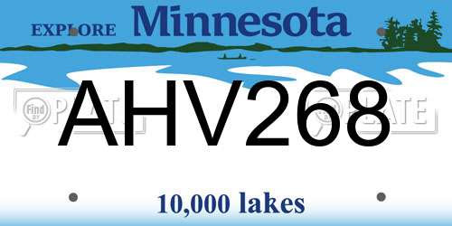 AHV268 Minnesota License Plate