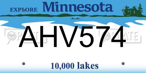 AHV574 Minnesota License Plate