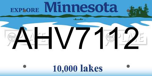 AHV7112 Minnesota License Plate