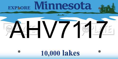 AHV7117 Minnesota License Plate