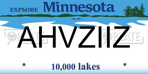 AHVZIIZ Minnesota License Plate