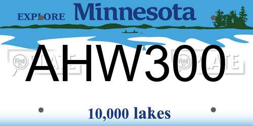 AHW300 Minnesota License Plate