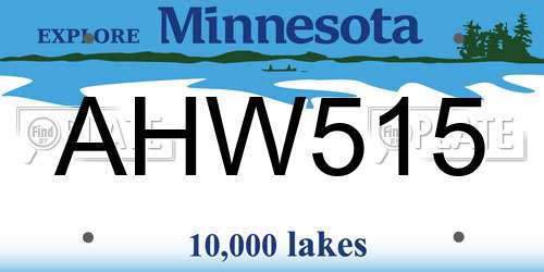 AHW515 Minnesota License Plate