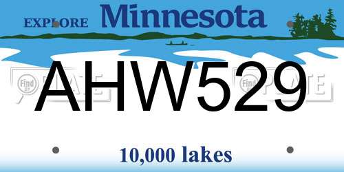 AHW529 Minnesota License Plate