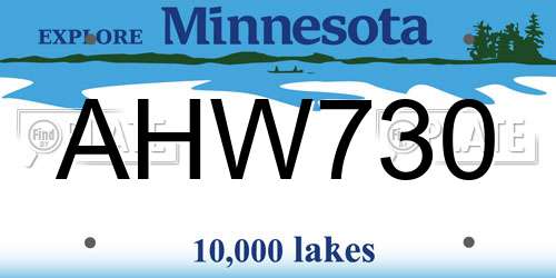 AHW730 Minnesota License Plate