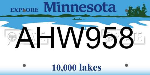 AHW958 Minnesota License Plate