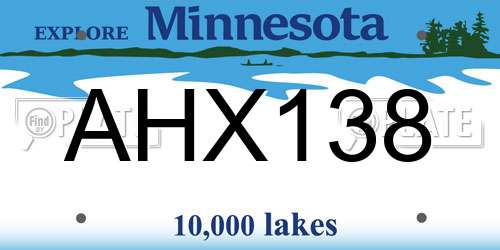 AHX138 Minnesota License Plate