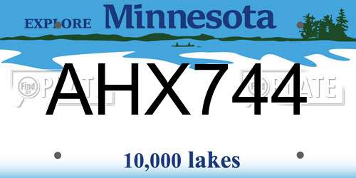 AHX744 Minnesota License Plate
