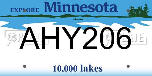 AHY206 Minnesota License Plate