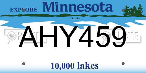 AHY459 Minnesota License Plate