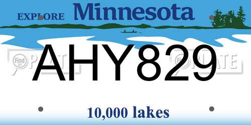 AHY829 Minnesota License Plate