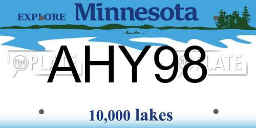 AHY98 Minnesota License Plate